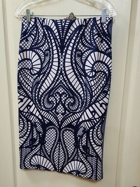 ECI BLUE/WHITE PENCIL SKIRT
